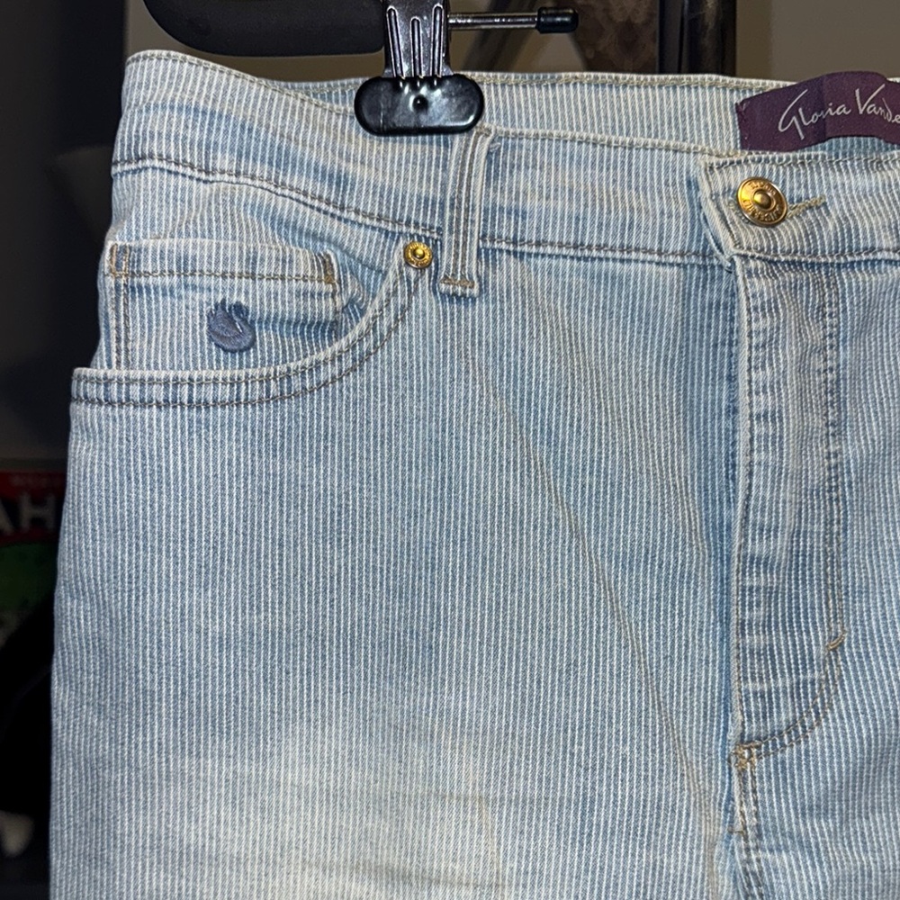 Gloria Vanderbilt Relaxed Striped Blue Jeans with Subtle Elegance